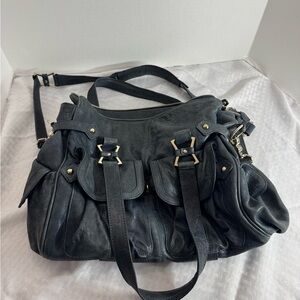 Junior Drake Black Leather Shoulder Bag
